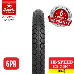 Servis Hi-Speed 2.50-17 (Rear) 6 PR - 70CC - Motorcycle Tyre Tube Set