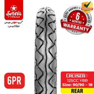 Servis Cruiser 90/90 – 18 (Rear) 6 PR - 100CC / 125CC YBR / 125 Deluxe - Motorcycle Tyre Tube Set