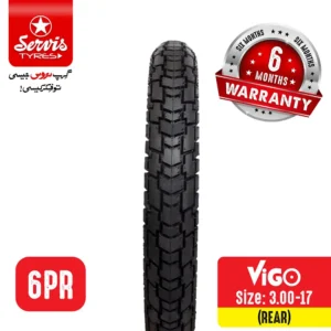 Servis Vigo 3.00-17 (Rear) 6 PR - 125 CC - Motorcycle Tyre & Tube Set